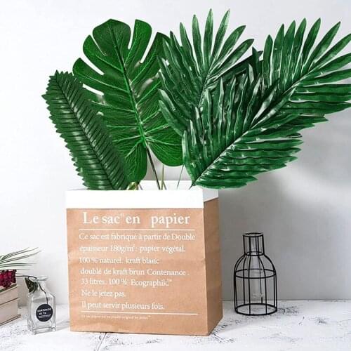 MLGB 72 Pieces 6 Kinds Artificial Tropical Palm Leaves Fake Leaves Faux Leaves with Stems for Jungle Party Supplies