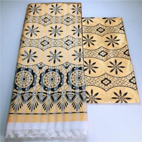 African wax ribbon silk wax ankara satin fabric 4 yards audel/modell cotton fabric for dress +2 yards chiffon XM1101