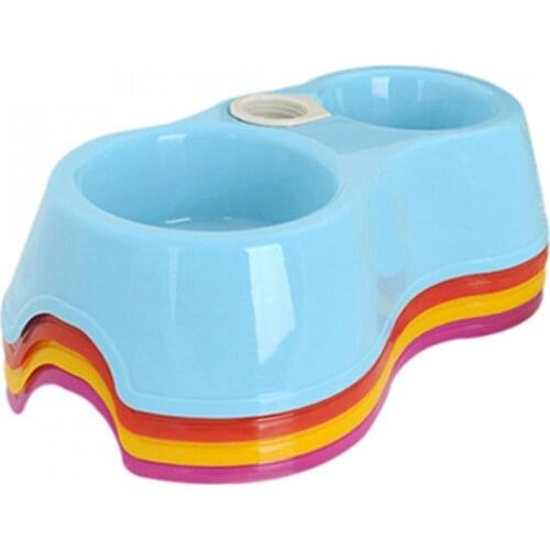 Pets Dog Cat Automatic Food Supply Bowl Bottle Inserted Dual Drinking Feeding Bowls