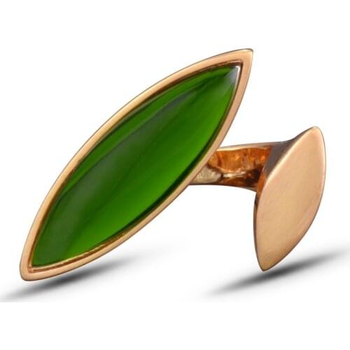 Shiny Gold Color House Eye Shaped Green Resin Exaggerated Opening Ring for Women Men Jewelry