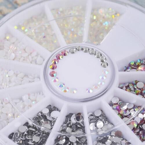 Shiny Nail Art Tips Rhinestone Flatback Manicure DIY Glitter Decoration Wheel