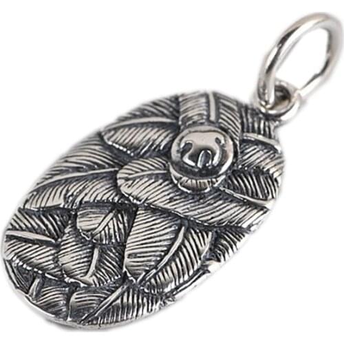 BOCAI New Pure S925 Silver Jewelry Retro Feather Unique Personality 2021 Fashion Handmade Necklace Sweater Chain Diy Man Pendant