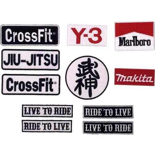 CROSSFIT JIU JITSU Valkyrie LIVE TO RIDE name tags patch Embroidered Label punk biker Patches Clothes Stickers Badge