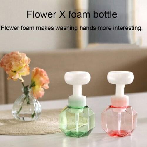300ml Liquid Soap Dispenser Flower Shape Foam Foaming Pump Lotions Refillable Bottle Liquid Distributor Shower Foam Pump Bottle