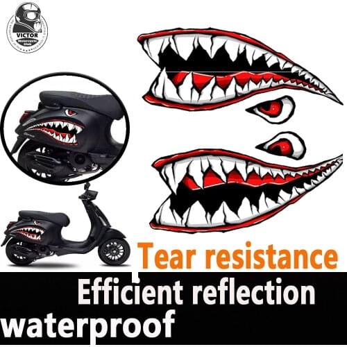 For Vespa GTV GTS LX Sprint 50 125 200 250 300 300ie Motorcycle Sports Sticker Shark Decal Free Shipping and Wholesale