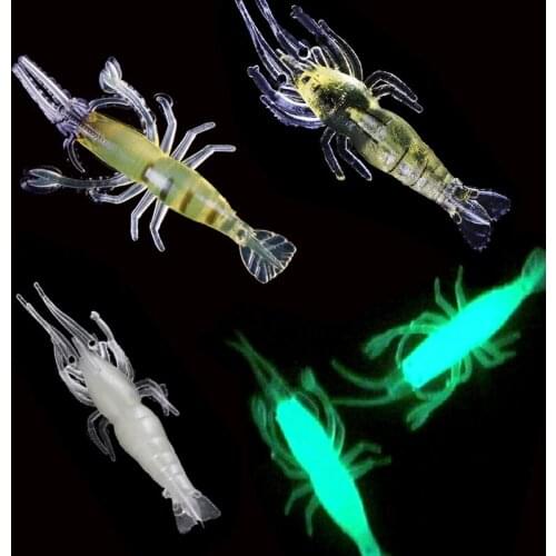 4 Pieces/Lot Artificial Bait Noctilucent Soft Bionic Shrimp Fishing Lure Tackle Night Glow Light In The Dark #63798