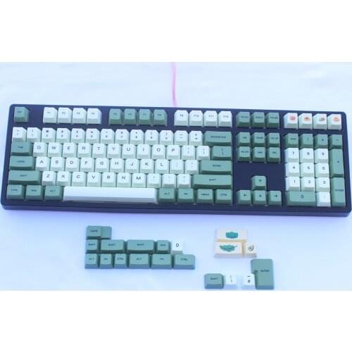 127-key Matcha Green Tea Thick PBT Dye-Sub Keycaps OEM Profile for Cherry MX Switches 61 63 64 87 96 104 108 Mechanical Keyboard
