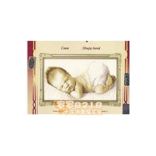 Top Quality popular lovely counted cross stitch kit sleepy head baby in bed