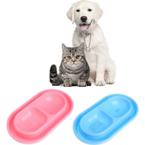 Pet Feeding Double Bowls Plastic Anti Ants Food Water Feeder For Dogs Cats Puppy