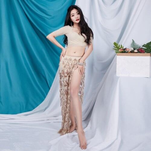 2 PCS/SET Women Sexy Sequins Belly Dance Suit Beginners Bellydance Costumes Stage Oriental Bollywood Dancing Wear