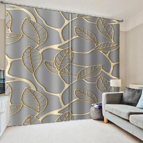 Beautiful Photo Fashion Customized 3D Curtains grey blackout gold tree curtains soundproof windproof curtains