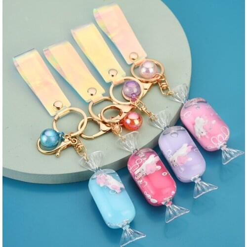 Fashionable Cartoon Oiled Fruit Candy Keychain Cute and Cute Doll Drifting Unicorn Key Pendant Girls Holiday Small Gift Pendant