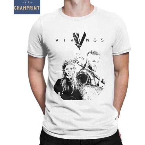 Vikings Ragnar & Lagertha Men T Shirt Hipster Tees Short Sleeve Crew Neck T-Shirts 100% Cotton Plus Size Clothes
