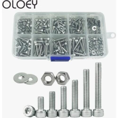 Stainless Steel Hexagon Socket Screws Set Button Head Cap Screws Bicycle Hex Assortment Screw Kit Bolts and Nuts Allen bolts Set
