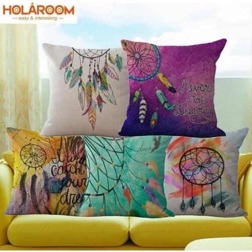 Dreamcatcher printed cushion cover window sofa decorative pillowcase dreaming cojines decorativos car sofa pillows set