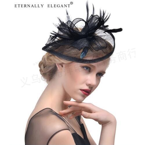 2018 New Yarn Feather Headdress Fashion Hat Elagant Ladies Party Vintage Headdress For Wedding Party EE2401