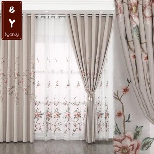 2021 New Curtains Flower Curtain Cashmere Embroidery Finished Product Customization Curtains for Living Dining Room Bedroom