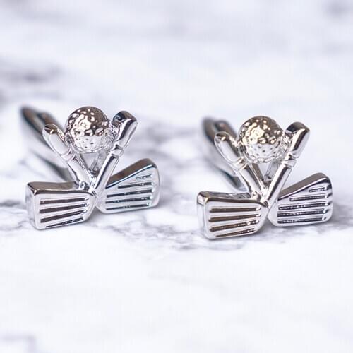 New Golf Cufflinks Silver Plated Racket Cuff Button Luxury Sports Jewelry For Mens Wedding Business Gift Wholesale&retail