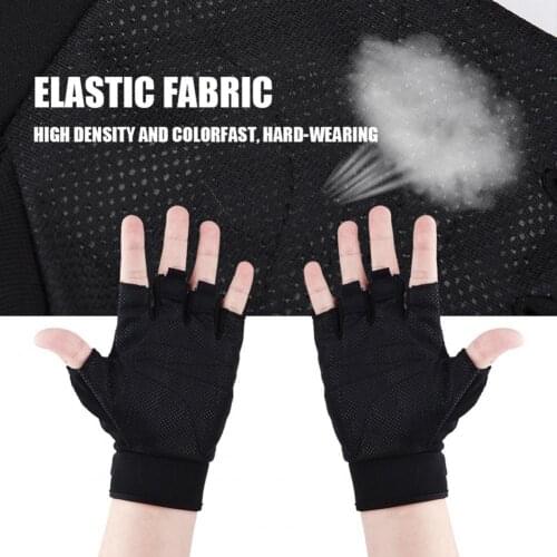 1 Pair Gloves Anti-slip Breathable Stretch Fabric Outdoor Half-finger Gloves for Cycling