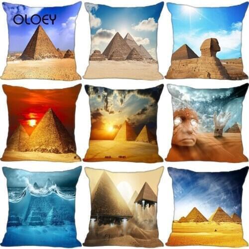 Pyramid Egyptian Polyester Interior Cover with Zip Interior Cover, Family Bedroom Hotel Decoration, Soft and Comfortable 45x45cm