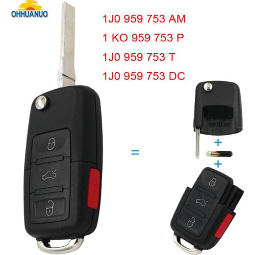 Remote Control 3+1 Button for Volkswagen for Audi 315MHZ:1J0 959 753 AM/1 KO 959 753 P/1J0 959 753 T/1J0 959 753 DC