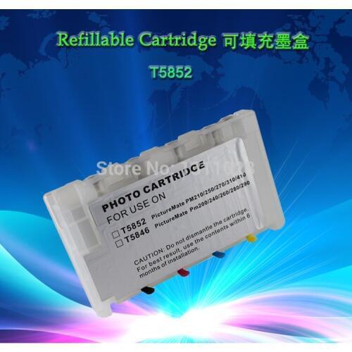 INK WAY Free shipping,1 set of T5852 Empty Chipped Refillable ink cartridge with auto reset chip, chip resetter not needed