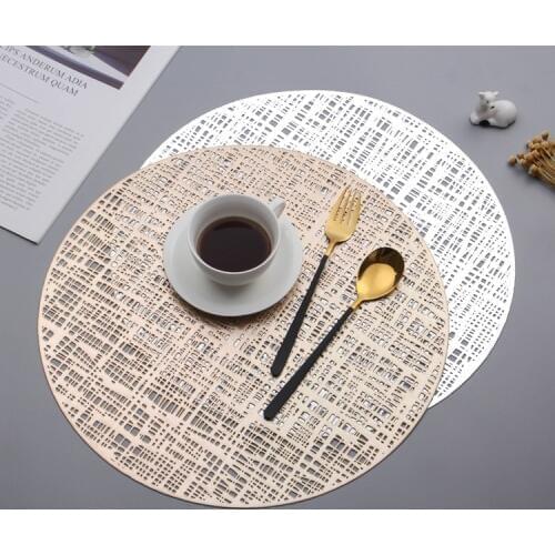 PVC Placemats Round Hollow Waterproof Non Slip Table Mats Heat-insulated Pad Coaster Home Decoration Dinner Placemat