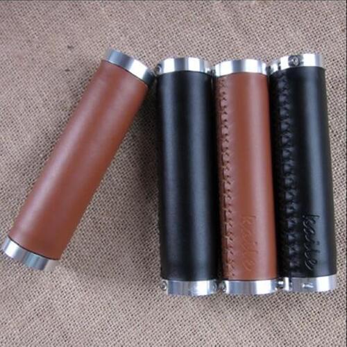 Q402 free shipping Leather hand sewing bike mountain dead flying folding leather leather retro sets can lock car Bicycle Grips