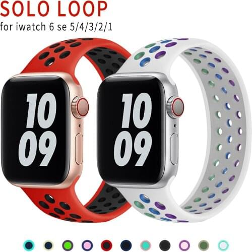 Solo Loop strap For Apple Watch Band 44mm 40mm 38mm 42mm Breathable silicone Elastic Belt bracelet band iWatch Series 3 4 5 SE 6