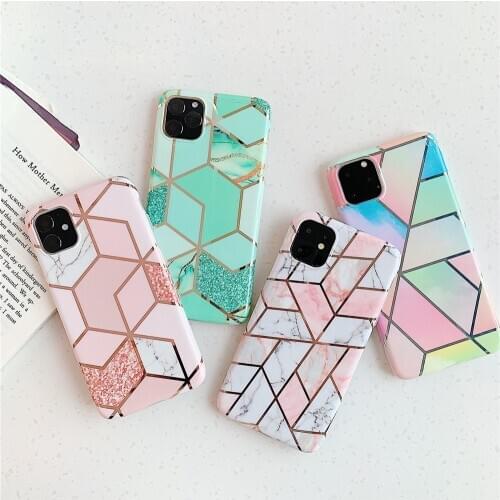 FeelMe Plating Marble IMD Silicone Case for IPhone 12 Pro Max 11 Pro Max X XR XS Max 6 6s 7 8 Plus Case Soft Phone Cover Fundas