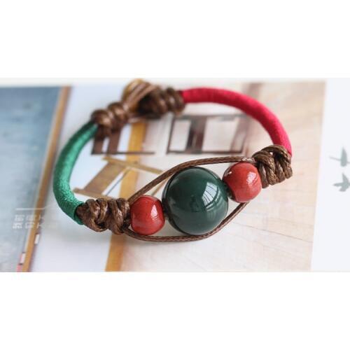 Traditional Boondoggle Hand Woven Ceramic Bracelets Beads Simple Folk Style Womens Jewelry Wholesale Free Shipping #1495
