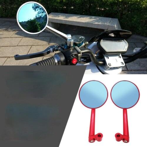 Universal CNC Aluminum Motorcycle Handlebar Rear View Mirrors Blue Anti-glare Mirror for Honda Yamaha Suzuki Scooter ktm