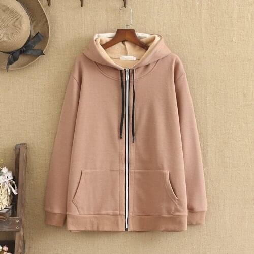 Woman Cloth Plus Size Dresses for the Elderly Dress Winter 2021 Women Large Blouses Zipper Hoodie Hoodie Hoodie with suede line