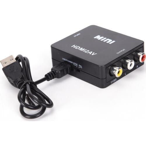 1Pcs HDMI To RCA AV/CVBS Adapter HD 1080P Mini HDMI2AV Video Converter with USB Power Cable