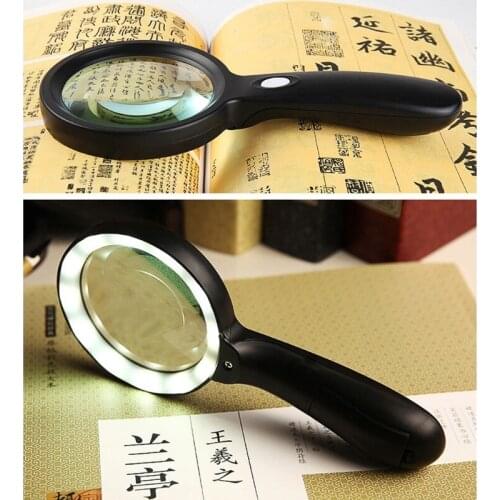 1Pc Lighted Magnifying Glass-10X Hand held Large Reading Magnifying Glasses with 12 LED Illuminated Light for Seniors, Repair