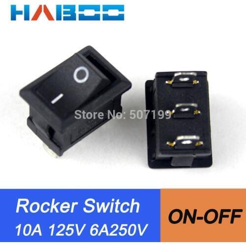 100pcs packing Kcd1-101rocker switch on/ off SPST electrical rocker switch 3pins 2 positions mini boat switch