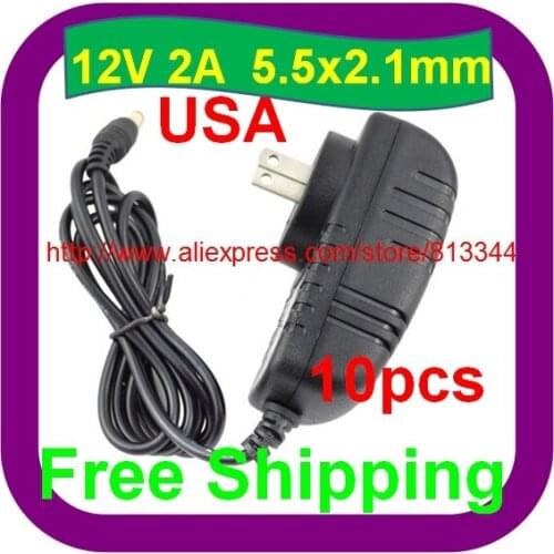 10x US PLUG 12V 2A 24W Power Supply Adapter