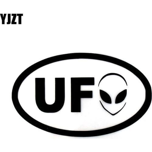 16.1cm*9.7cm Cartoon Funny Alien UFO Vinyl Decal Car Stickers Car-styling Black/Silver C5-3004