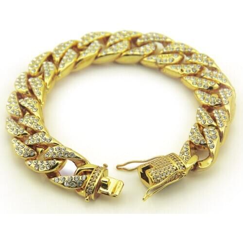020 New Hip Hop Hiphop Mens Cuba Gold Micro Inlaid Bracelet Miami Gold Bracelet Bracelet