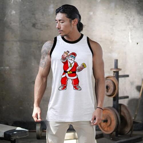2021 Christmas Gift Hip Hop Santa Gym Stringer Tank Top Men Bodybuilding Fitness Singlets Muscle Vest Tees basketball jersey