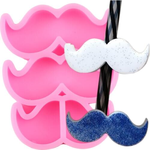 3D Moustache Straw Topper Silicone Mold DIY Party Cupcake Fondant Cake Decorating Tools Cookie Baking Candy Clay Chocolate Mould