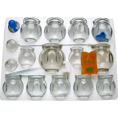 8 pcs/14 Pieces Massage Cup Sucker Vacuum Glass Cupping Body Fire Cup Therapy Cup Sets Acupuncture body back massage