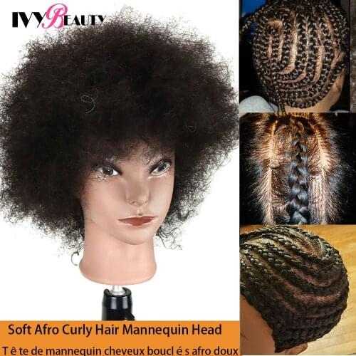 Afro Kinky Mannequin Head With Human Hair For Braiding Styling Barbers Salon Hairdressing Head For Practicing Styling Techniques
