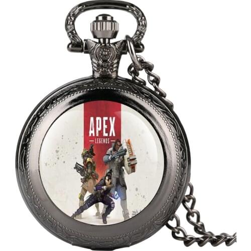 Apex Web Games Theme Sticker Pocket Watch for Men Necklace Pocket Watch for Boy Quartz Arabic Digital Watch Gift for Friends