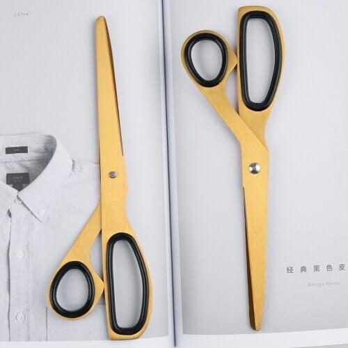 Nordic asymmetric scissors stainless steel simple design gold scissors simple office brass