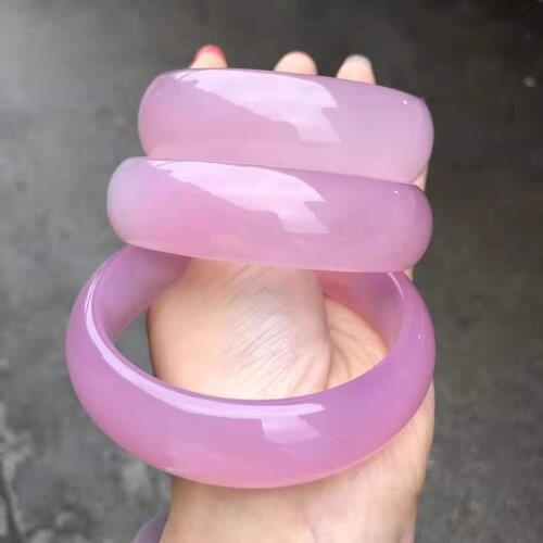 Natural Chalcedony Real jade bangle Pink wide bracelets women bangle jade jewelry jadeite jade bangles bracelet for gift women