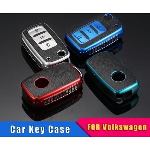Anti-lost Number Plate TPU Car Key Case Cover For VW Volkswagen Polo Tiguan Passat B5 B6 B7 Golf 4 5 MK6 Jetta Lavida For Skoda