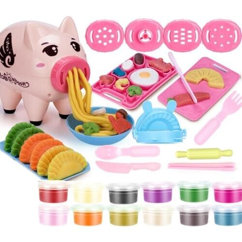 DIY Childrens Toys for Girls Kids Kitchen Pig Noodle Machine Kitchen Play Set Puzzle Baby Toys Kids Educational Toys