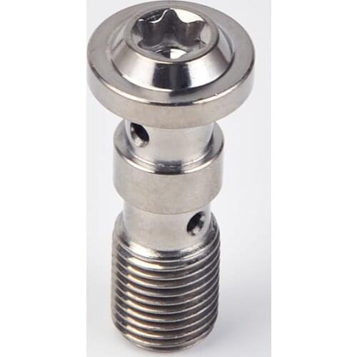M10X1.0X29 Titanium Alloy Dual Banjo Bolt Brake Caliper Master Cylinder Screw Titanium Alloy Bolt T40 Flange Head