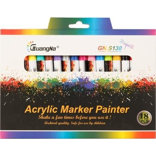 GN 12/18 Colors 0.7mm Acrylic Paint Marker pen Art Marker Pen for Ceramic Rock Glass Porcelain Mug Wood Fabric Canvas Painting